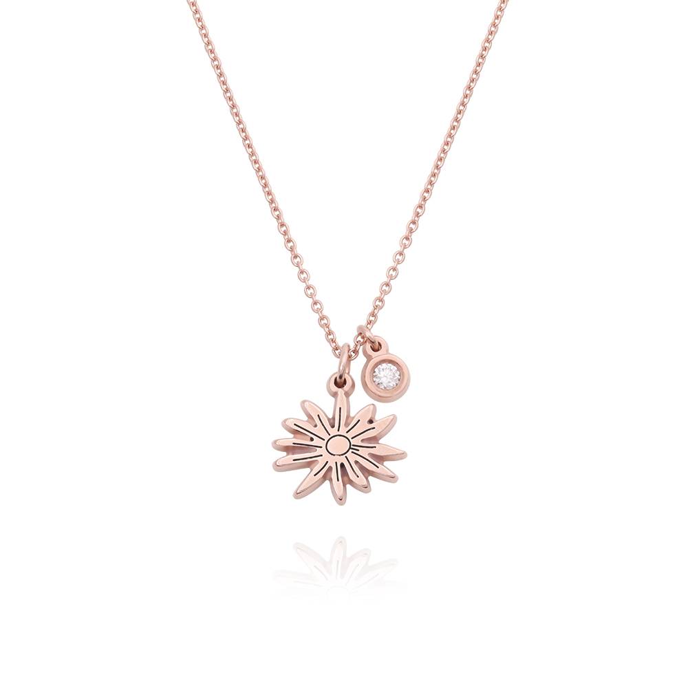 Collar Fiorina de Flor de Nacimiento y Piedra con Inicial en Chapa de Oro Rosa-1 Collar Fiorina de Flor de Nacimiento y Piedra con Inicial en Chapa de Oro Rosa-1 foto de producto