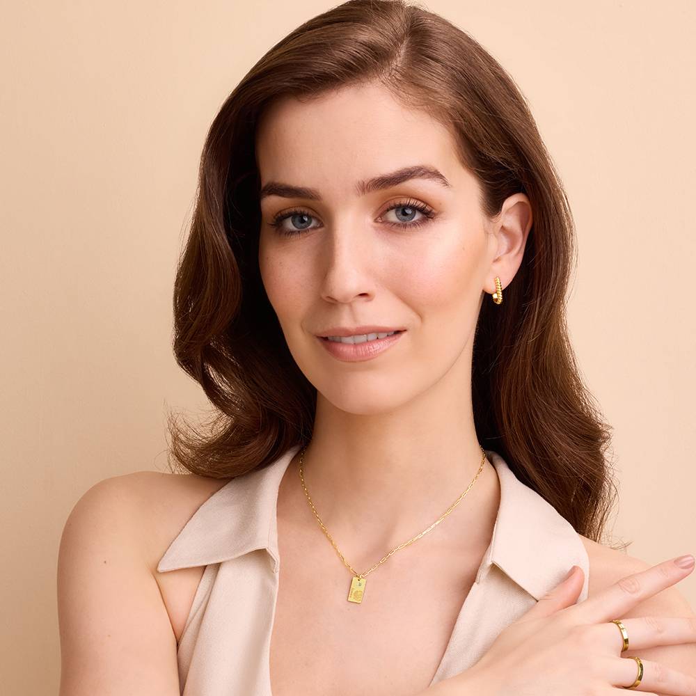 Collar de Eslabones con Flor de Nacimiento y Diamante en Oro Sólido 14K-4 foto de producto