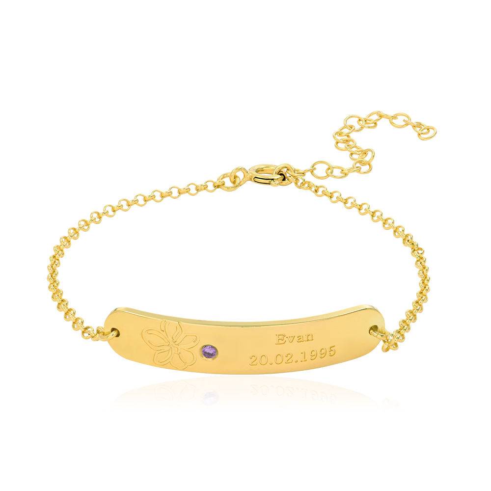 Pulsera Personalizado con Flor de Nacimiento y Piedra en Vermeil de Oro-1 Pulsera Personalizado con Flor de Nacimiento y Piedra en Vermeil de Oro-1 foto de producto