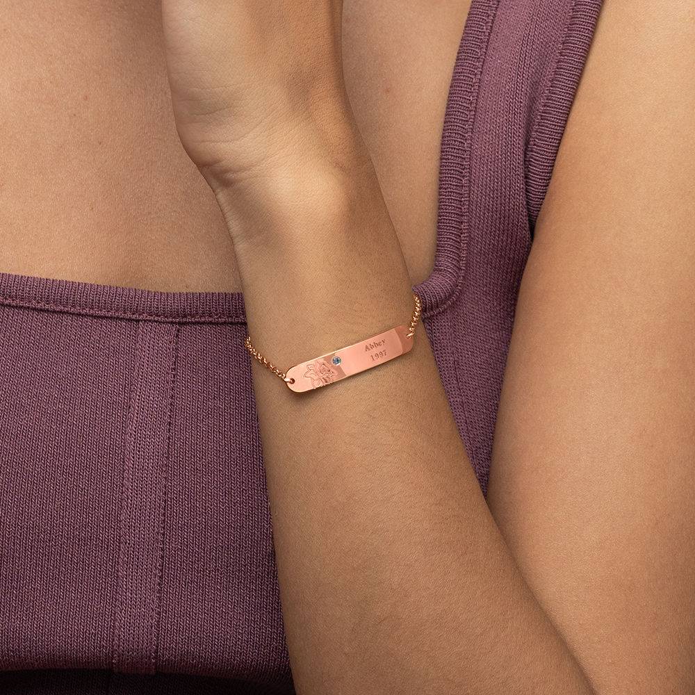 Pulsera Personalizado con Flor de Nacimiento y Piedra en Chapa de Oro Rosa-1 Pulsera Personalizado con Flor de Nacimiento y Piedra en Chapa de Oro Rosa-1 foto de producto