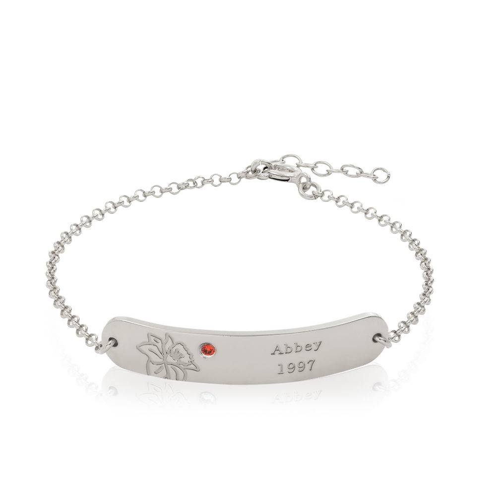 Pulsera Personalizado con Flor de Nacimiento y Piedra en Plata Esterlina-2 Pulsera Personalizado con Flor de Nacimiento y Piedra en Plata Esterlina-2 foto de producto