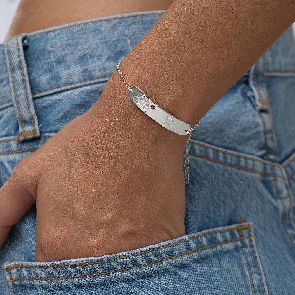 Pulsera Personalizado con Flor de Nacimiento y Piedra en Plata Esterlina-1 Pulsera Personalizado con Flor de Nacimiento y Piedra en Plata Esterlina-1 foto de producto