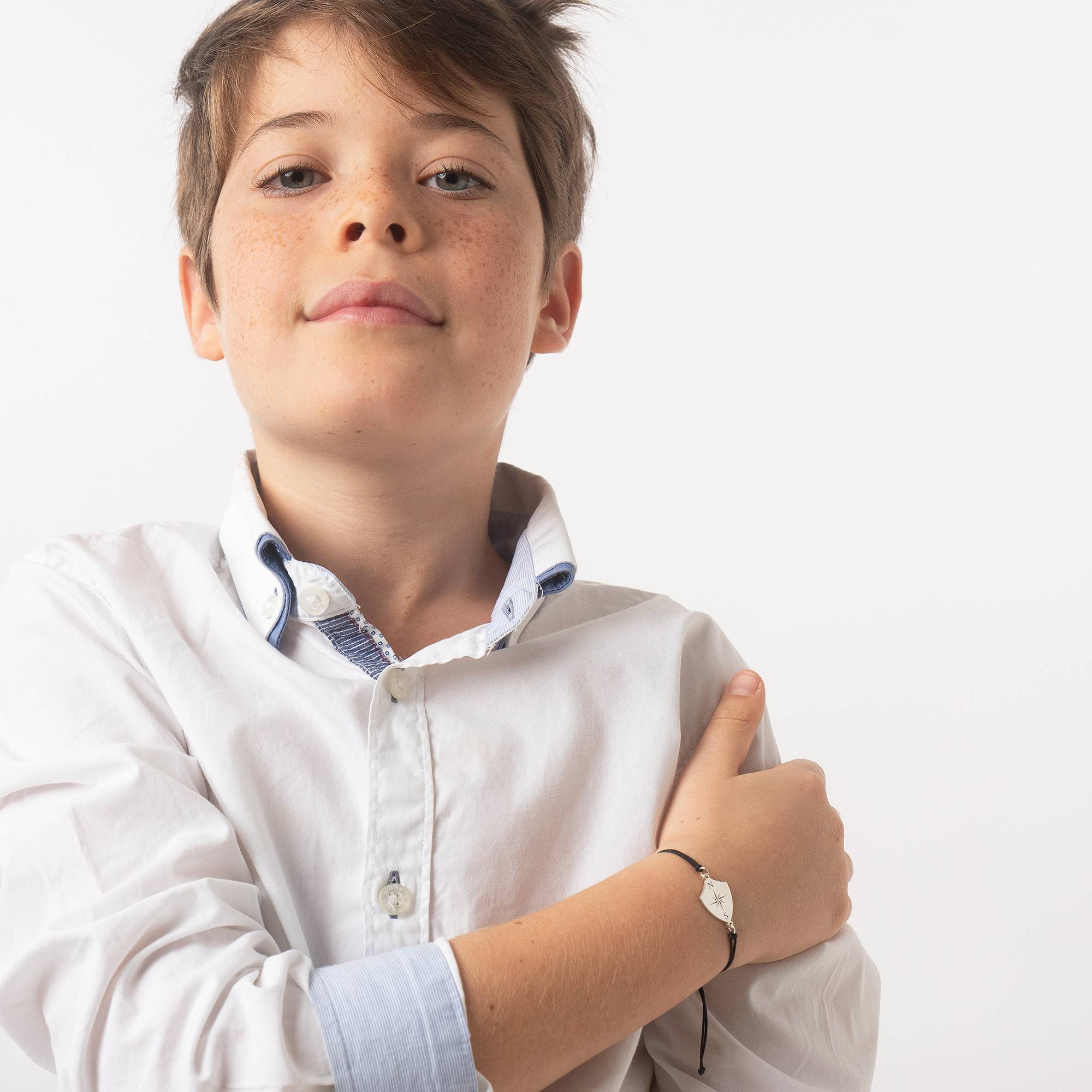 Pulsera de Brújula con Inicial para Niño en Plata Esterlina-3 foto de producto