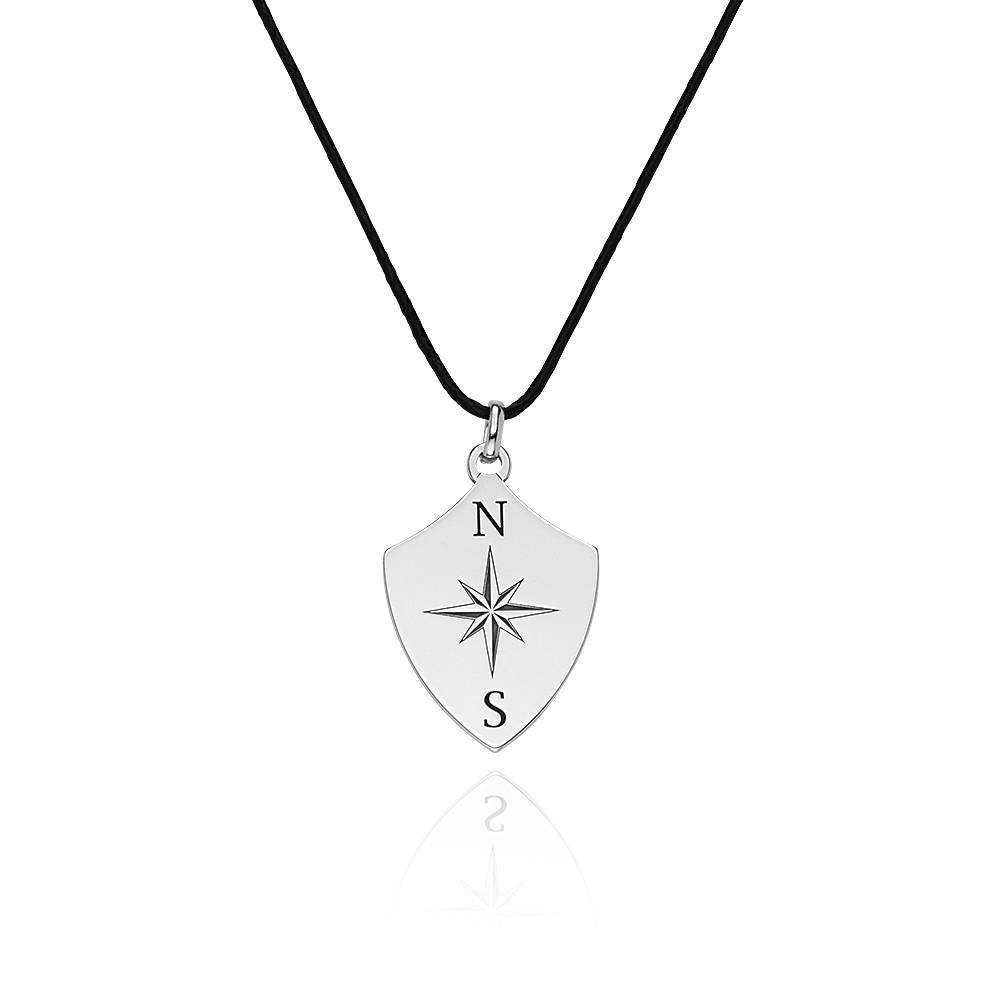 Collar de Brújula con Inicial para Niño en Plata Esterlina-5 foto de producto
