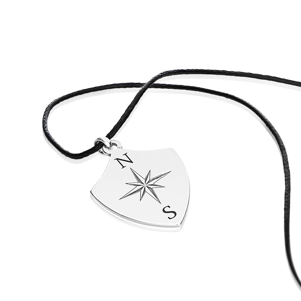Collar de Brújula con Inicial para Niño en Plata Esterlina-4 foto de producto