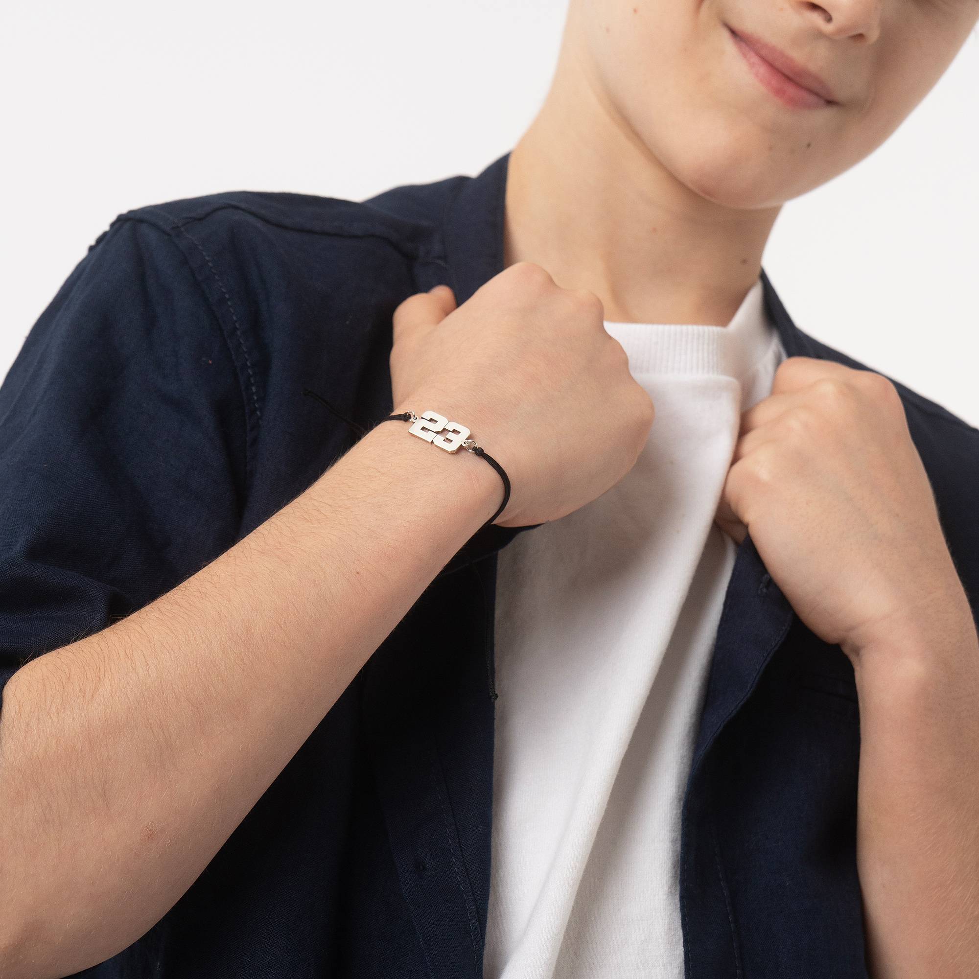 Pulsera con Números de Equipo Deportivo para Niños en Plata Esterlina-2 foto de producto