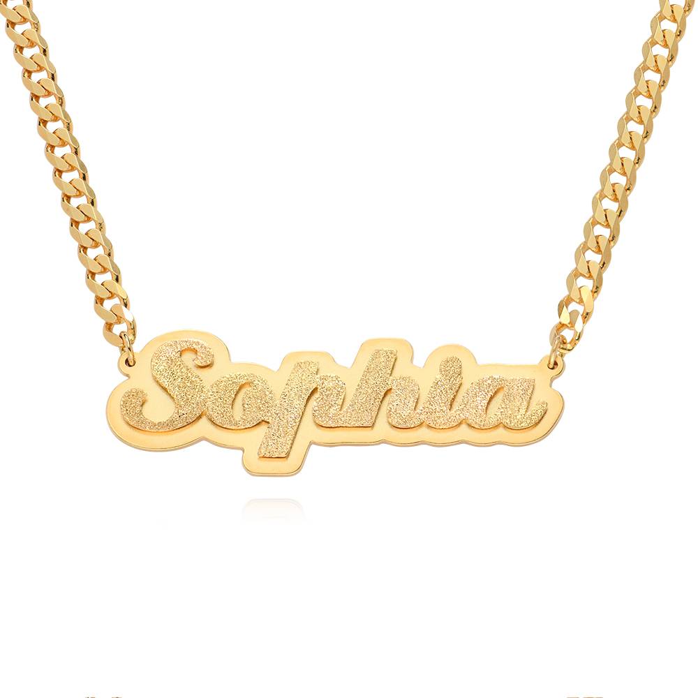 Collar con Nombre Brandi Efecto Doble Placa en Chapa de Oro-1 foto de producto