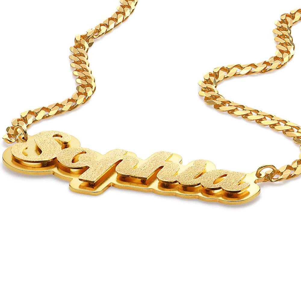 Collar con Nombre Brandi Efecto Doble Placa en Chapa de Oro-4 foto de producto