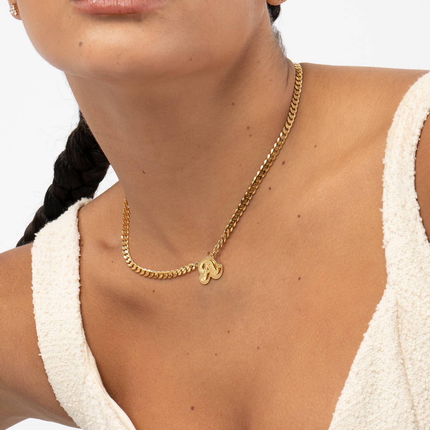 Collar con Nombre Brandi Efecto Doble Placa en Vermeil de Oro-1 foto de producto