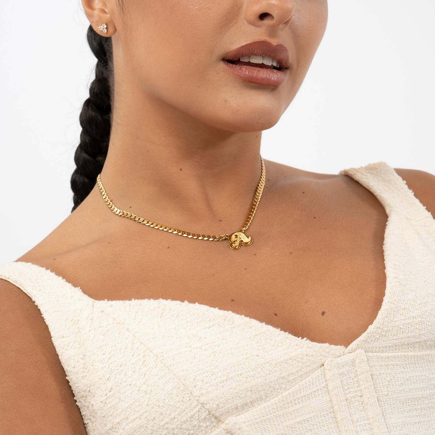 Collar con Nombre Brandi Efecto Doble Placa en Vermeil de Oro-7 foto de producto
