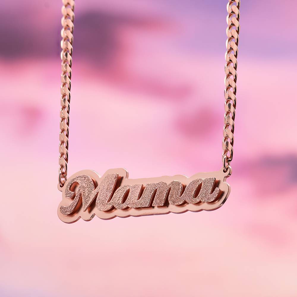 Collar con Nombre Brandi Efecto Doble Placa en Chapa de Oro Rosa-3 foto de producto