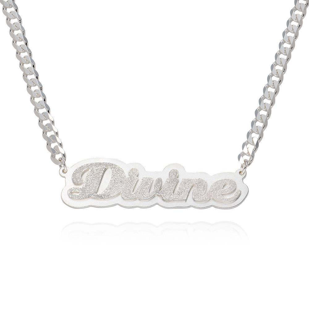 Collar con Nombre Brandi Efecto Doble Placa en Plata Esterlina-4 foto de producto