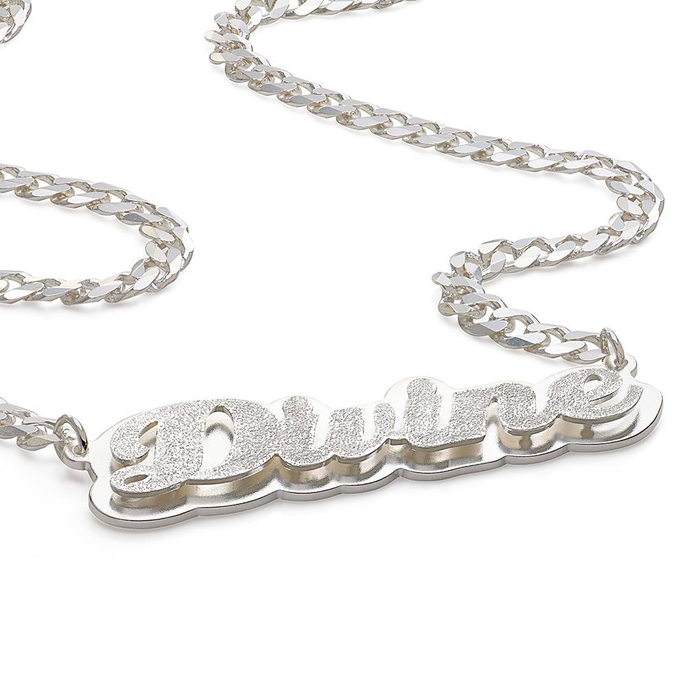 Collar con Nombre Brandi Efecto Doble Placa en Plata Esterlina-3 foto de producto