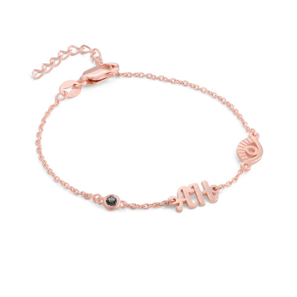Pulsera / Tobillera Bridget con Ojo Turco, Inicial y Piedra Preciosa en Chapa de Oro Rosa-1 Pulsera / Tobillera Bridget con Ojo Turco, Inicial y Piedra Preciosa en Chapa de Oro Rosa-1 foto de producto