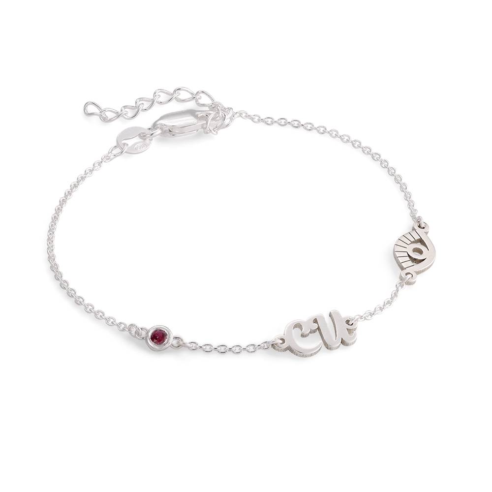 Pulsera / Tobillera Bridget con Ojo Turco, Inicial  y Piedra Preciosa en Plata Esterlina-3 foto de producto