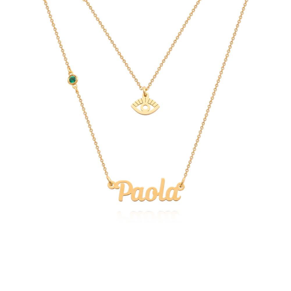 Collar Doble Bridget con Ojo Turco, Nombre y Piedra Preciosa en Vermeil de Oro-4 Collar Doble Bridget con Ojo Turco, Nombre y Piedra Preciosa en Vermeil de Oro-4 foto de producto