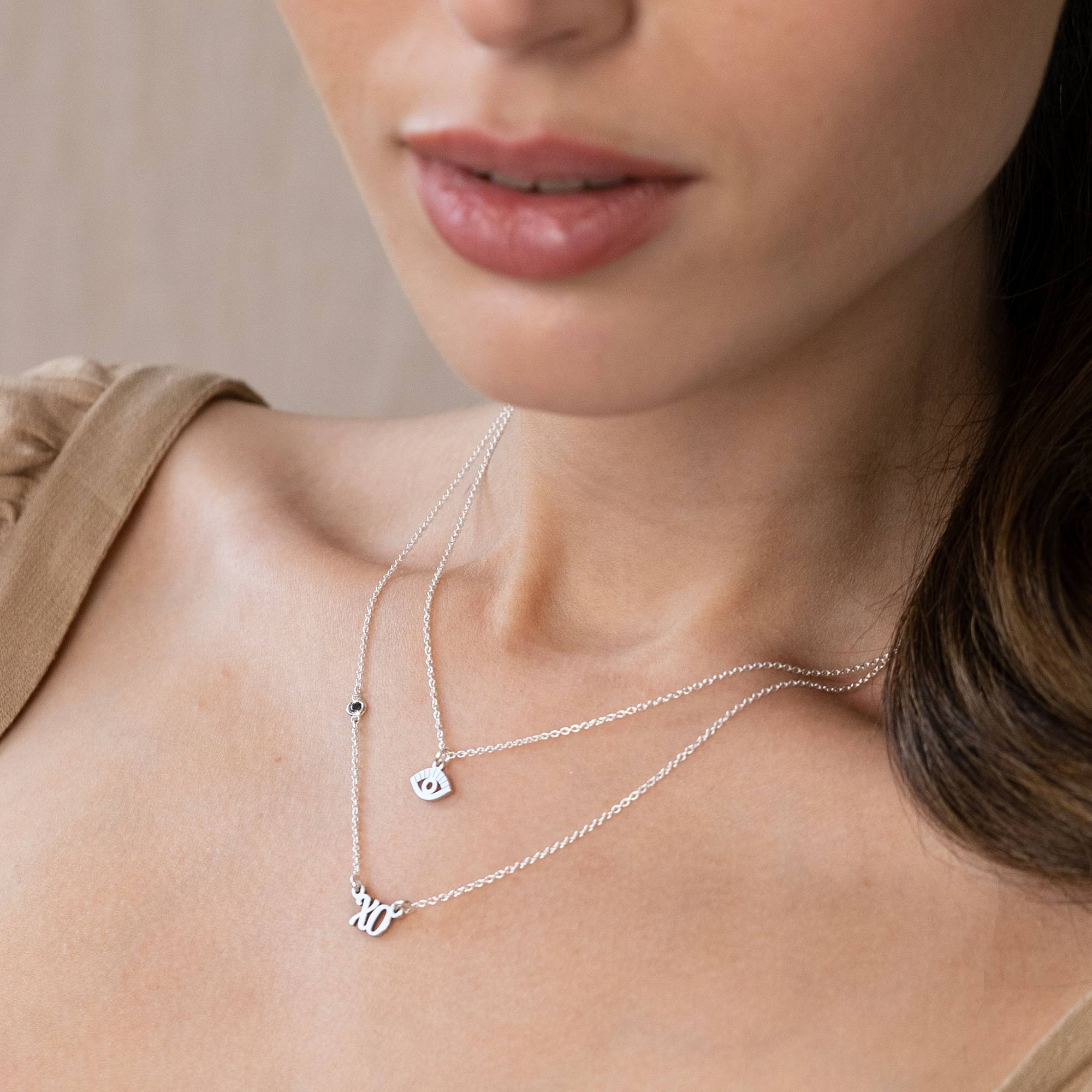 Collar Doble Bridget con Ojo Turco, Nombre y Piedra Preciosa en Plata Esterlina-3 Collar Doble Bridget con Ojo Turco, Nombre y Piedra Preciosa en Plata Esterlina-3 foto de producto