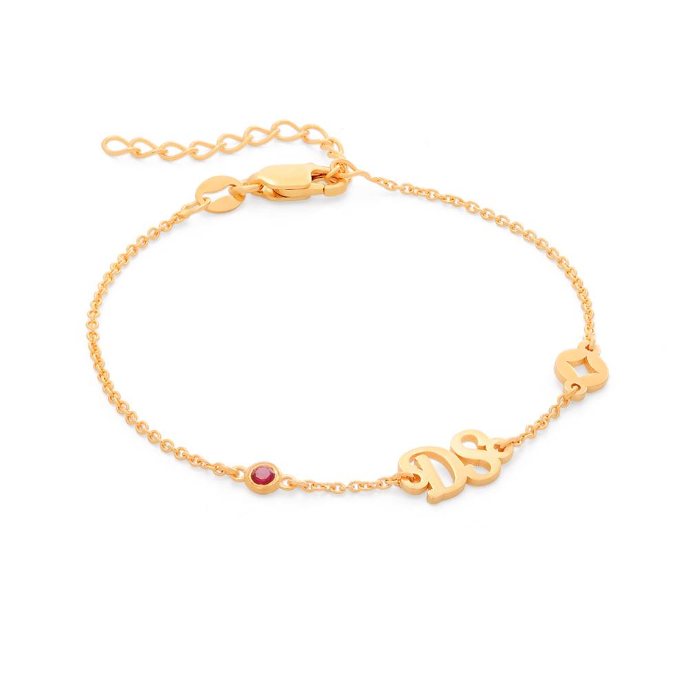 Pulsera / Tobillera Bridget con Estrella, Inicial  y Piedra Preciosa en Chapa de Oro-3 foto de producto