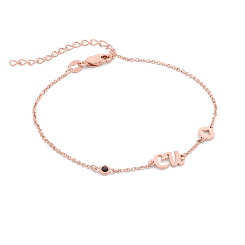 Pulsera / Tobillera Bridget con Estrella, Inicial  y Piedra Preciosa en Chapa de Oro Rosa-4 foto de producto