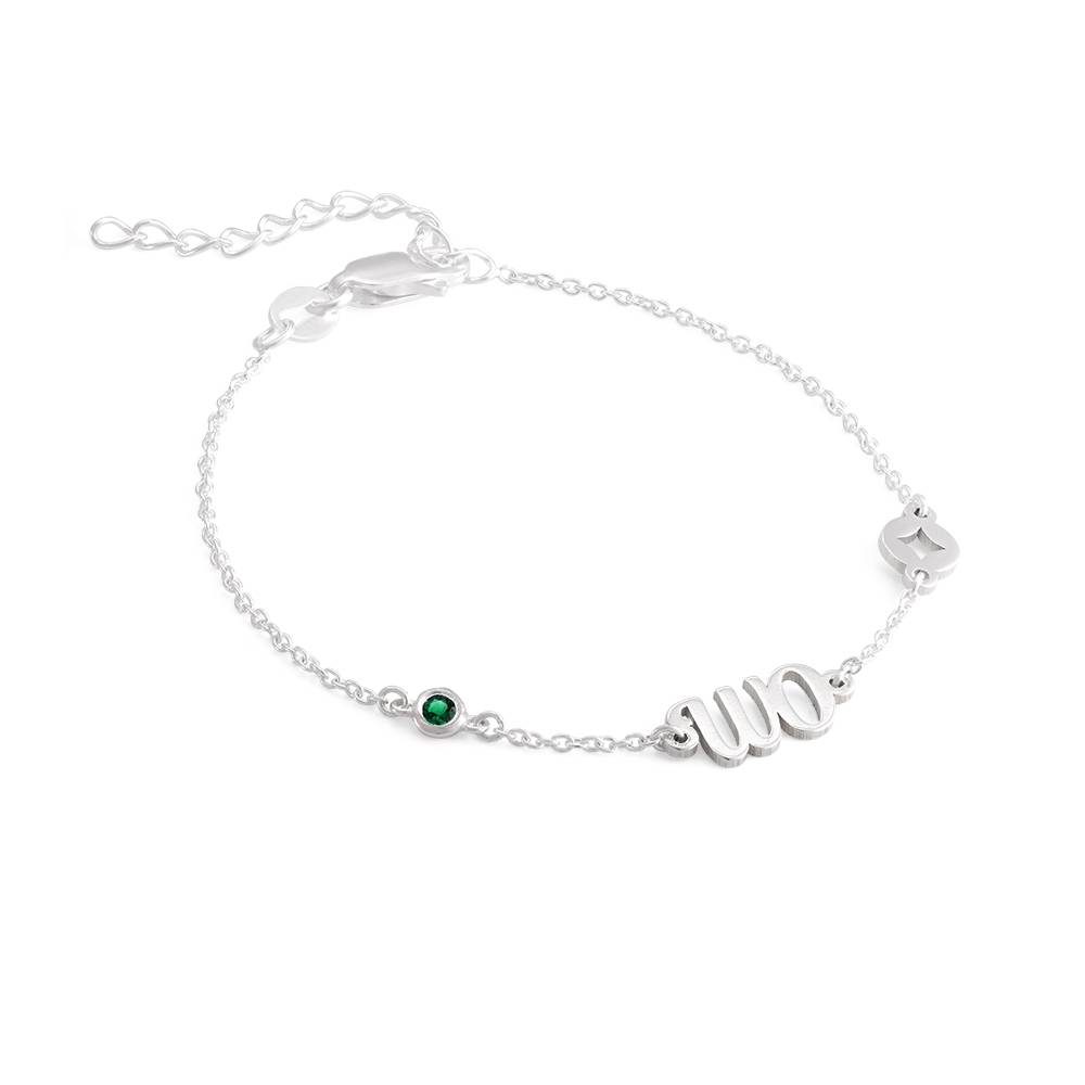 Pulsera / Tobillera Bridget con Estrella, Inicial  y Piedra Preciosa en Plata Esterlina-3 foto de producto