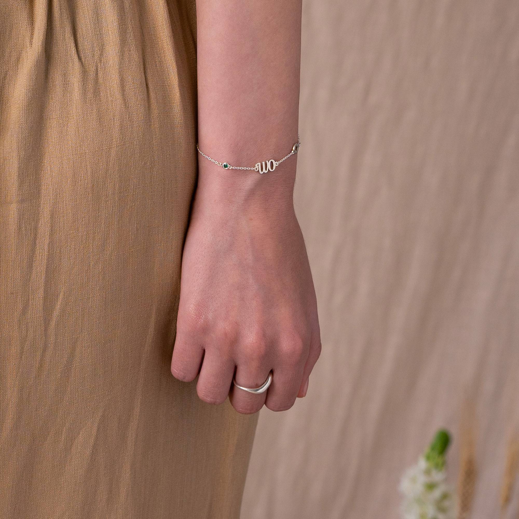 Pulsera / Tobillera Bridget con Estrella, Inicial  y Piedra Preciosa en Plata Esterlina-1 foto de producto