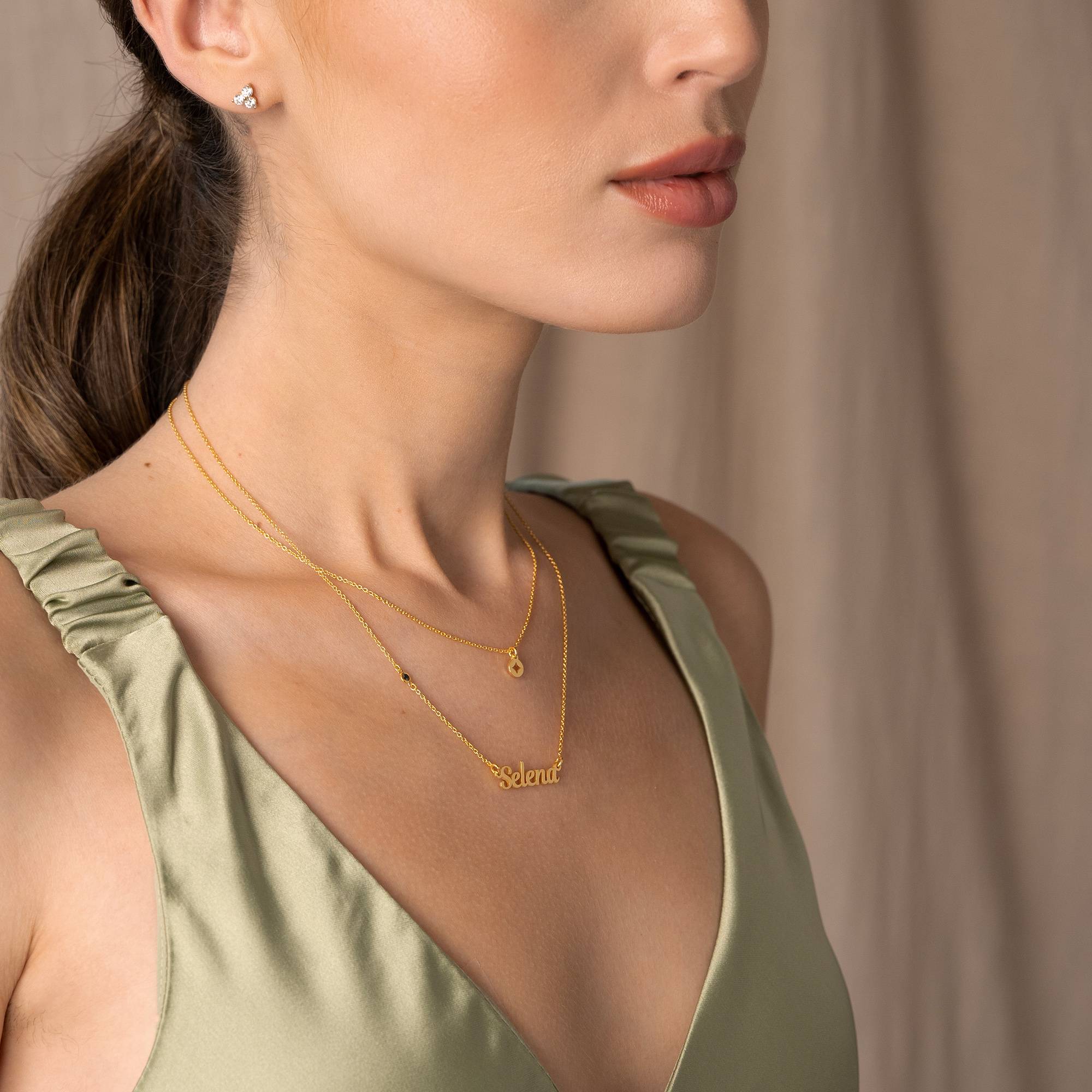 Collar Doble Bridget con Estrella, Nombre y Piedra Preciosa en Chapa de Oro-3 Collar Doble Bridget con Estrella, Nombre y Piedra Preciosa en Chapa de Oro-3 foto de producto