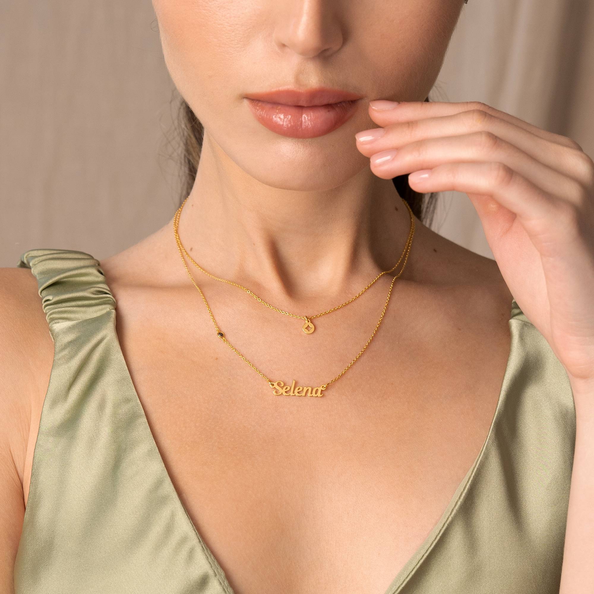 Collar Doble Bridget con Estrella, Nombre y Piedra Preciosa en Chapa de Oro-5 Collar Doble Bridget con Estrella, Nombre y Piedra Preciosa en Chapa de Oro-5 foto de producto
