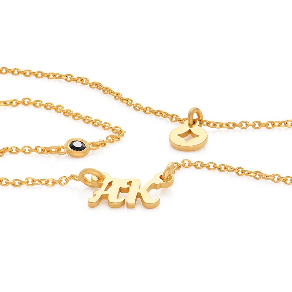 Collar Doble Bridget con Estrella, Nombre  y Piedra Preciosa en Vermeil de Oro-1 foto de producto