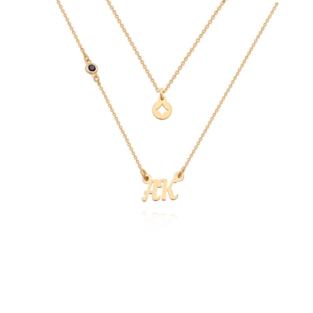 Collar Doble Bridget con Estrella, Nombre  y Piedra Preciosa en Vermeil de Oro-5 foto de producto