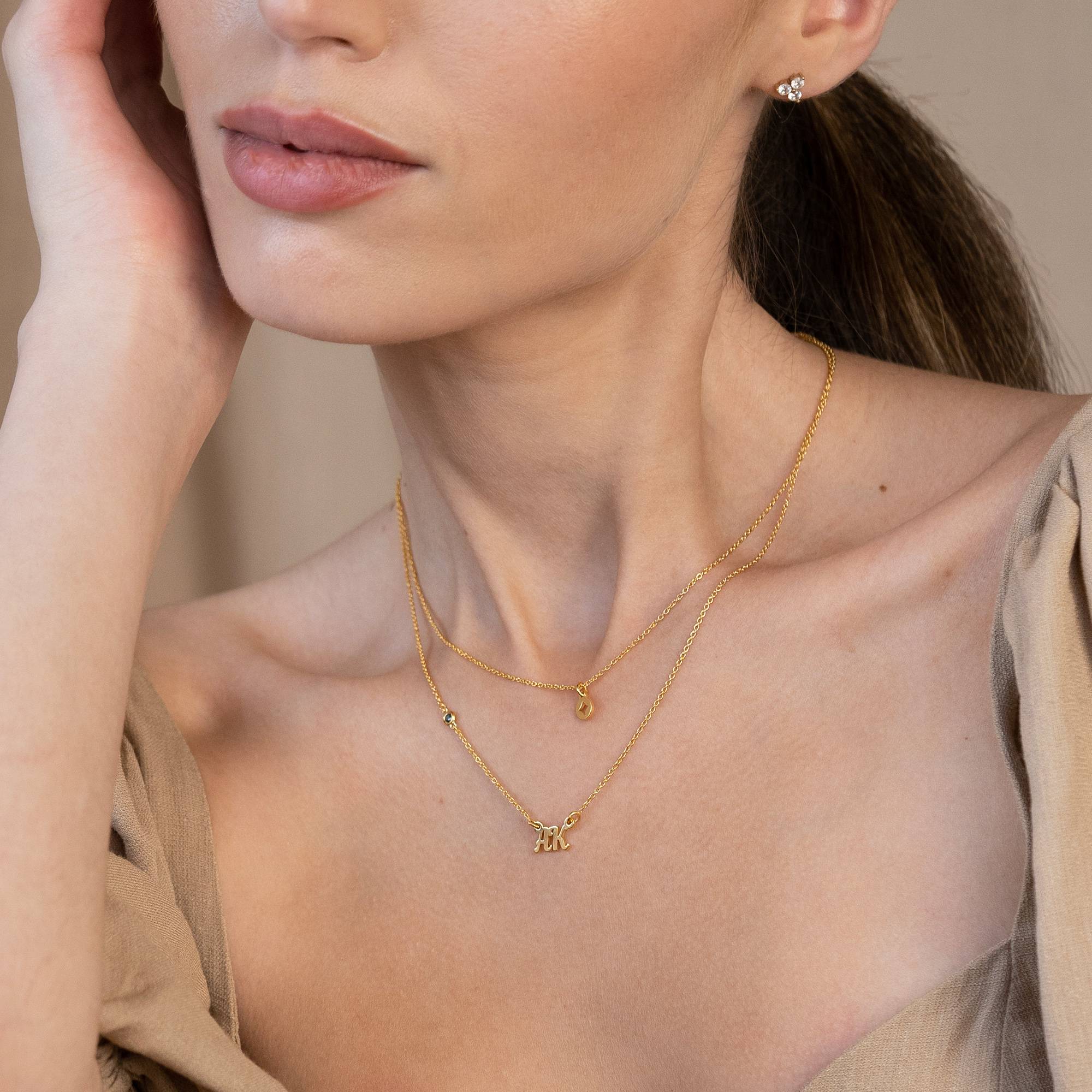 Collar Doble Bridget con Estrella, Nombre  y Piedra Preciosa en Vermeil de Oro-3 foto de producto