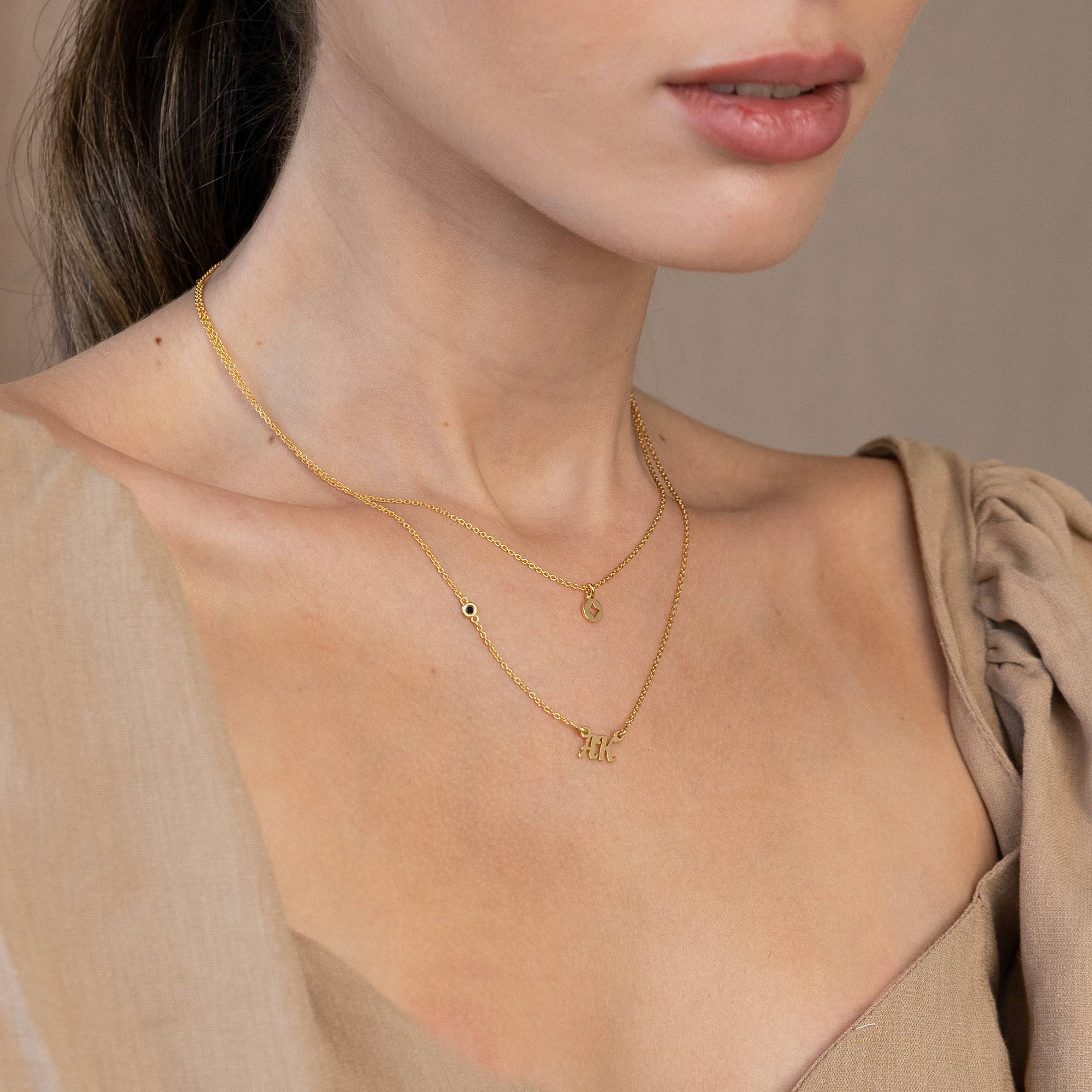 Collar Doble Bridget con Estrella, Nombre  y Piedra Preciosa en Vermeil de Oro-2 foto de producto