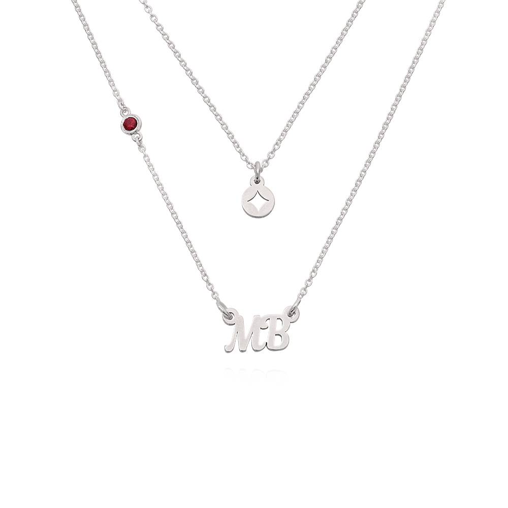 Collar Doble Bridget con Estrella, Nombre  y Piedra Preciosa en Plata Esterlina-2 foto de producto
