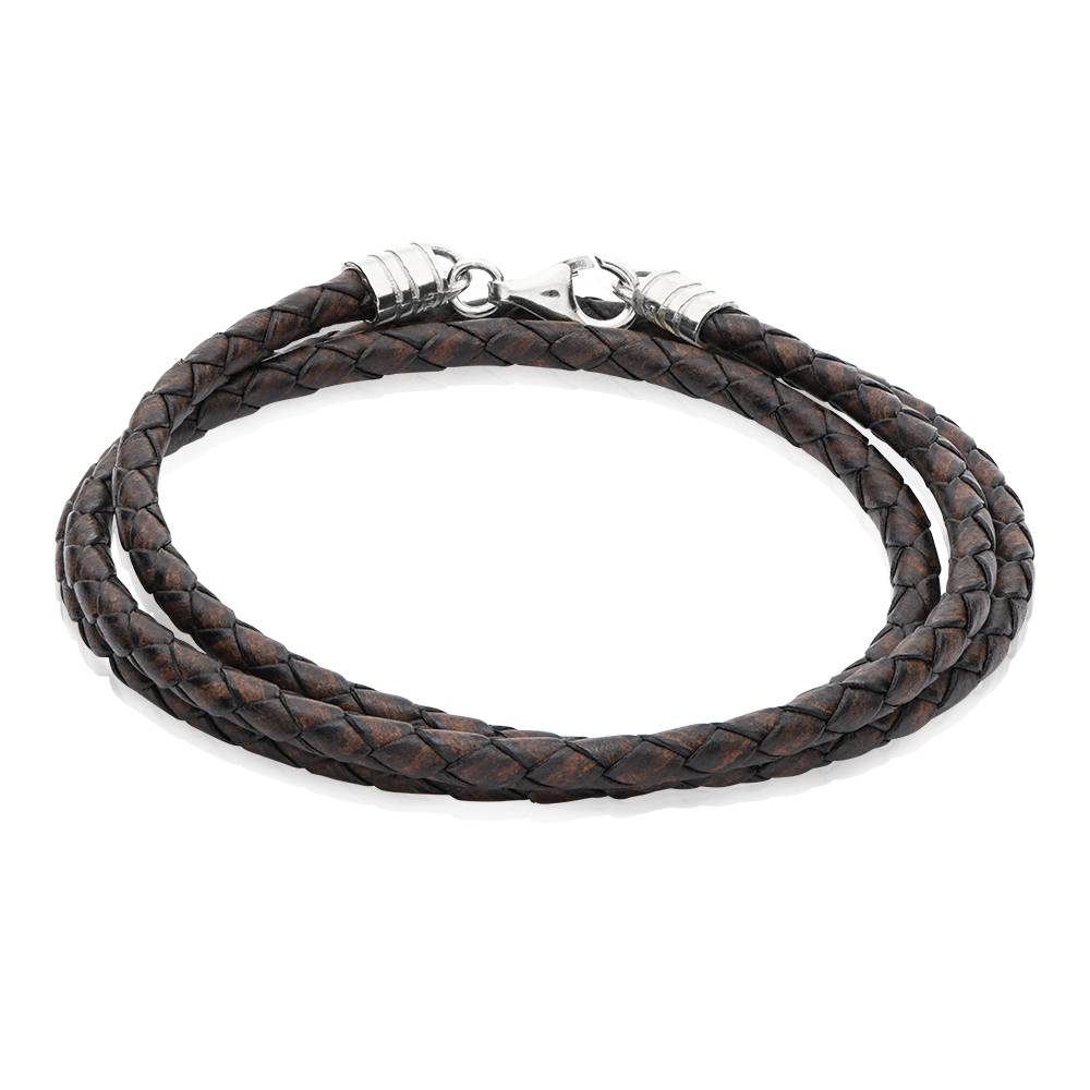 Cordón de Cuero Marrón para Mujer en Plata-1 foto de producto