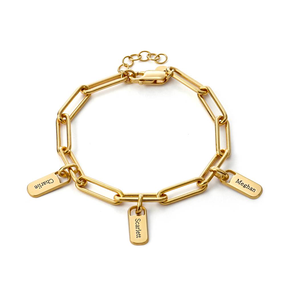Pulsera de Eslabones Rory con Dijes Personalizados en Baño de Oro-2 foto de producto