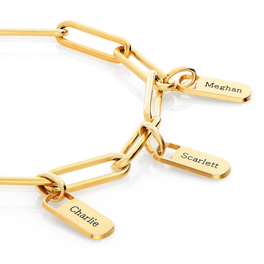 Pulsera de Eslabones Rory con Dijes Personalizados en Baño de Oro-3 foto de producto