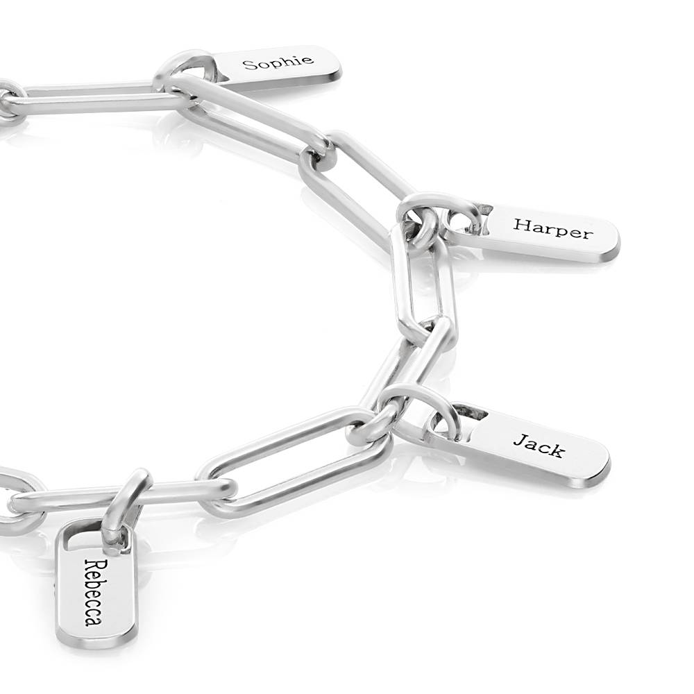 Pulsera de Eslabones Rory con Dijes Personalizados en Plata-3 foto de producto