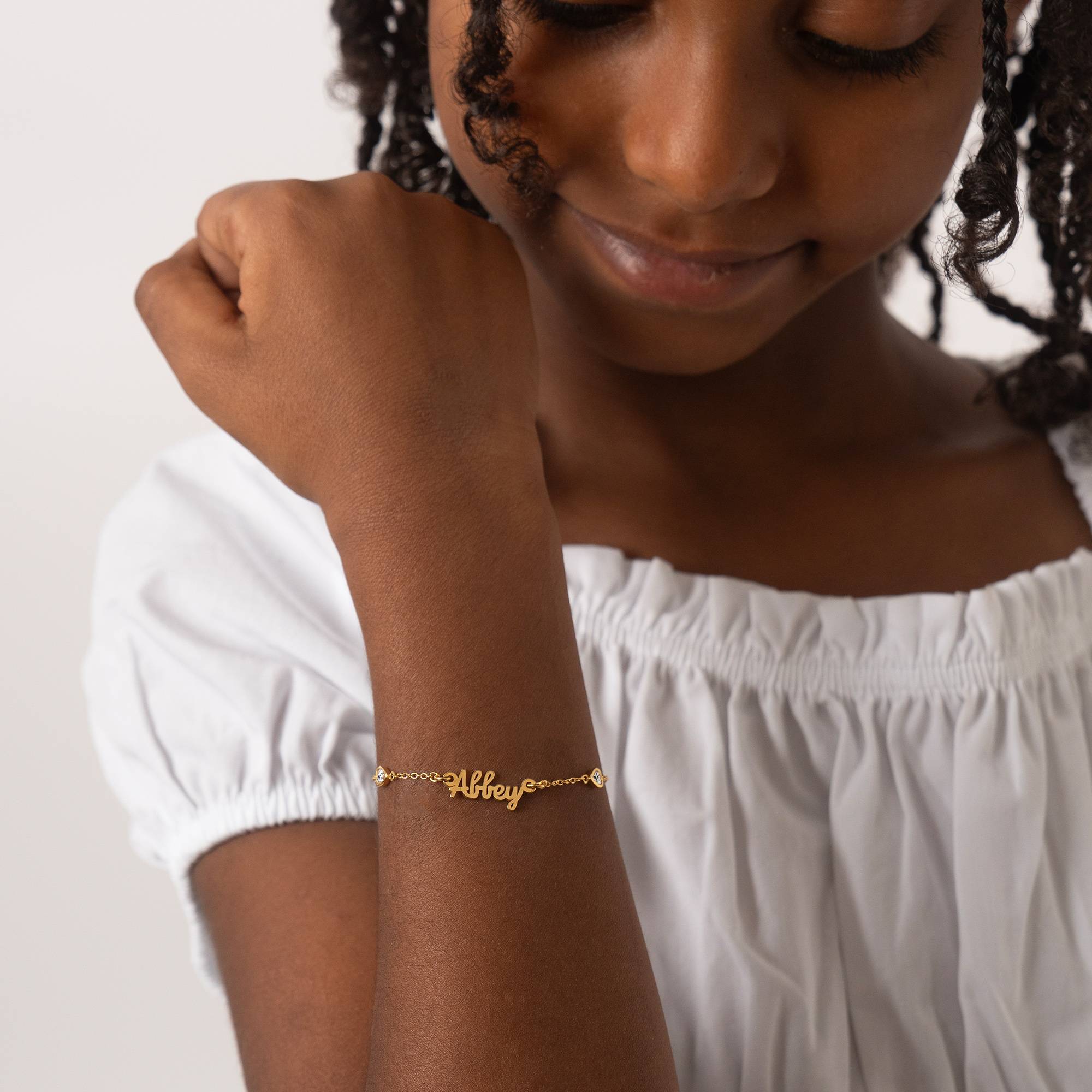Pulsera con Nombre Cadena de Corazón Charli para Niñas en Chapa de Oro-1 foto de producto