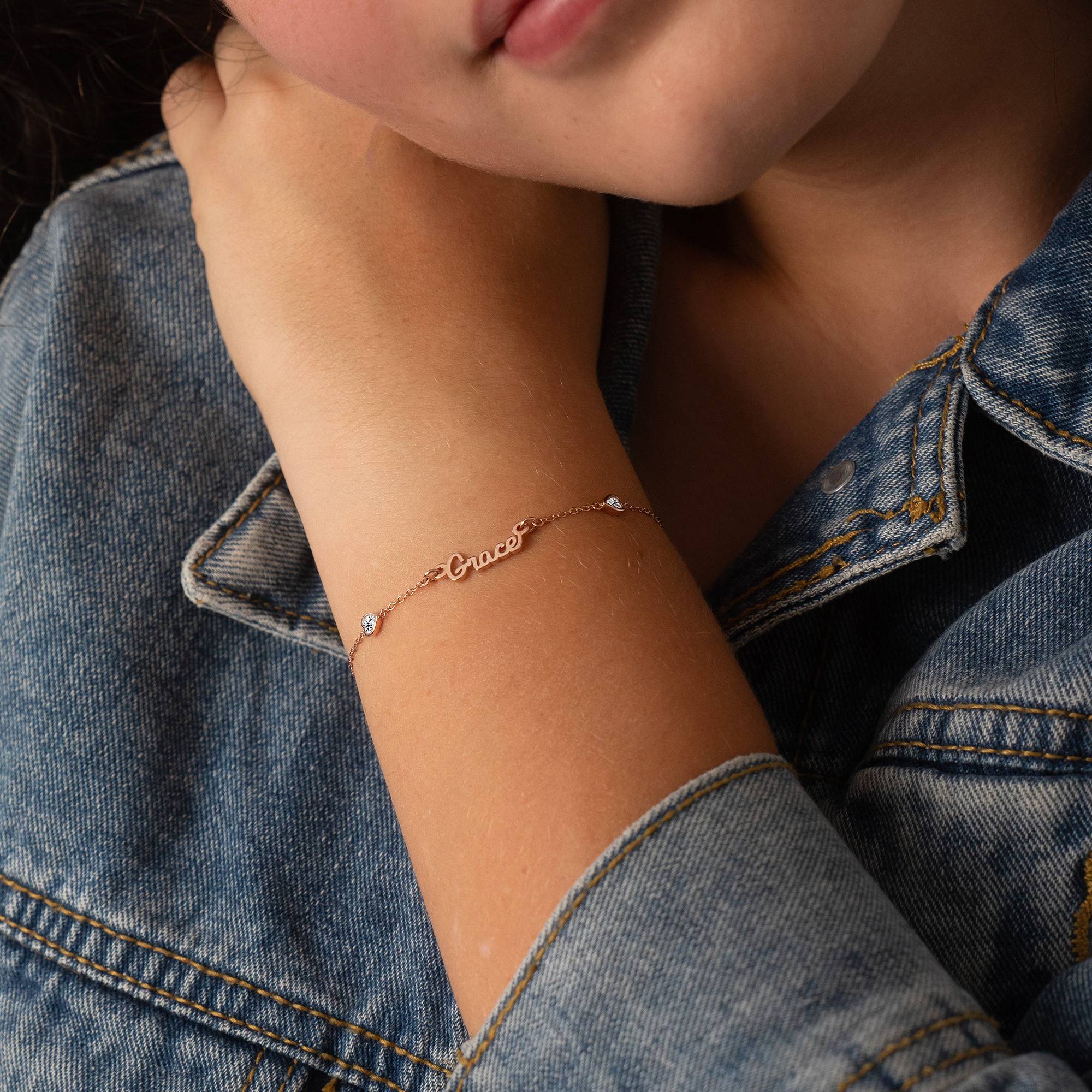 Pulsera con Nombre Cadena de Corazón Charli para Niñas en Chapa de Oro Rosa-4 foto de producto