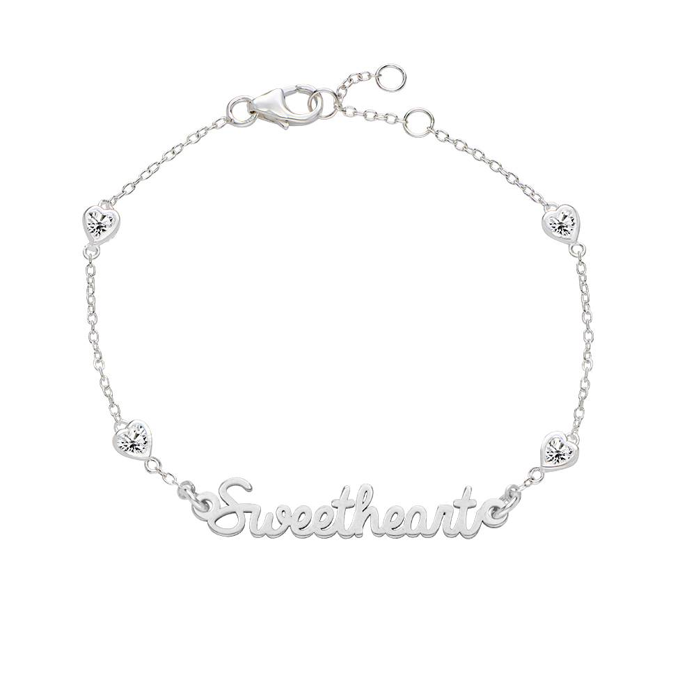 Pulsera con Nombre Cadena de Corazón Charli para Niñas en Plata Esterlina-2 foto de producto