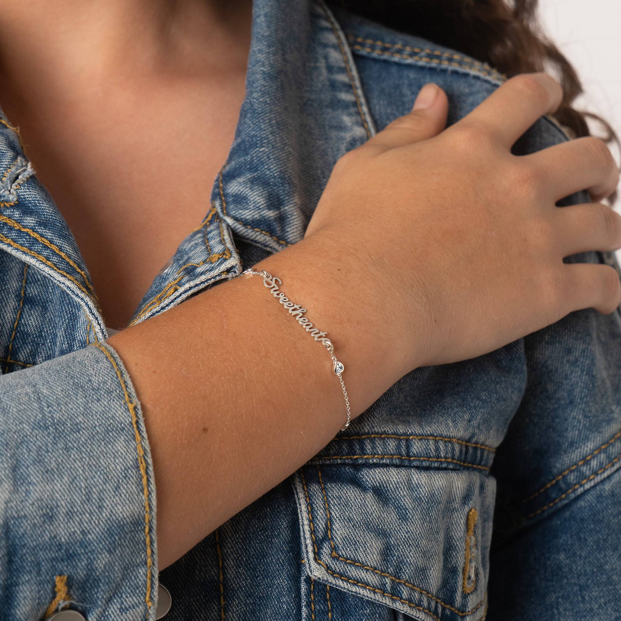 Pulsera con Nombre Cadena de Corazón Charli para Niñas en Plata Esterlina-1 foto de producto