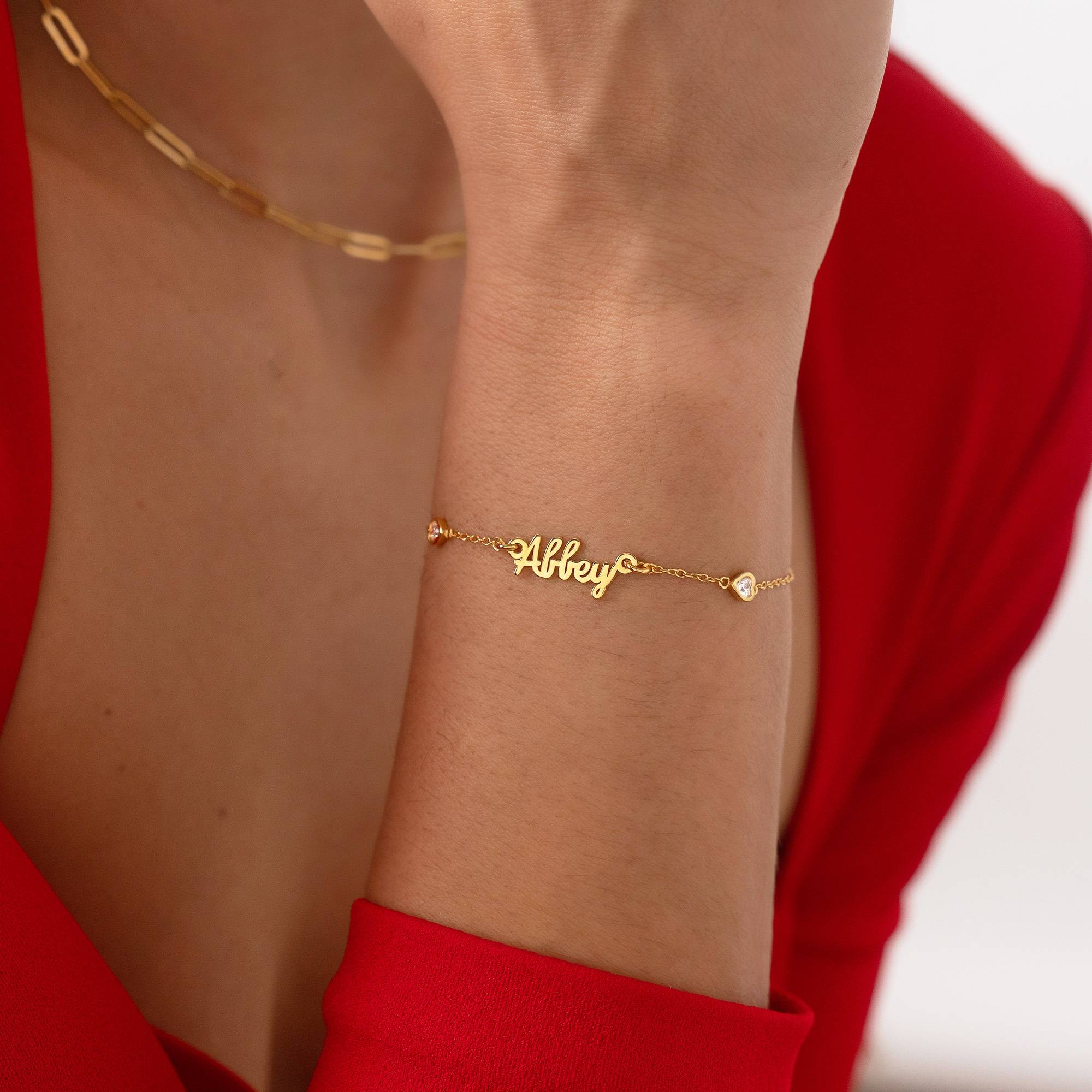 Pulsera con Nombre Cadena de Corazón Charli en Vermeil de Oro-6 Pulsera con Nombre Cadena de Corazón Charli en Vermeil de Oro-6 foto de producto