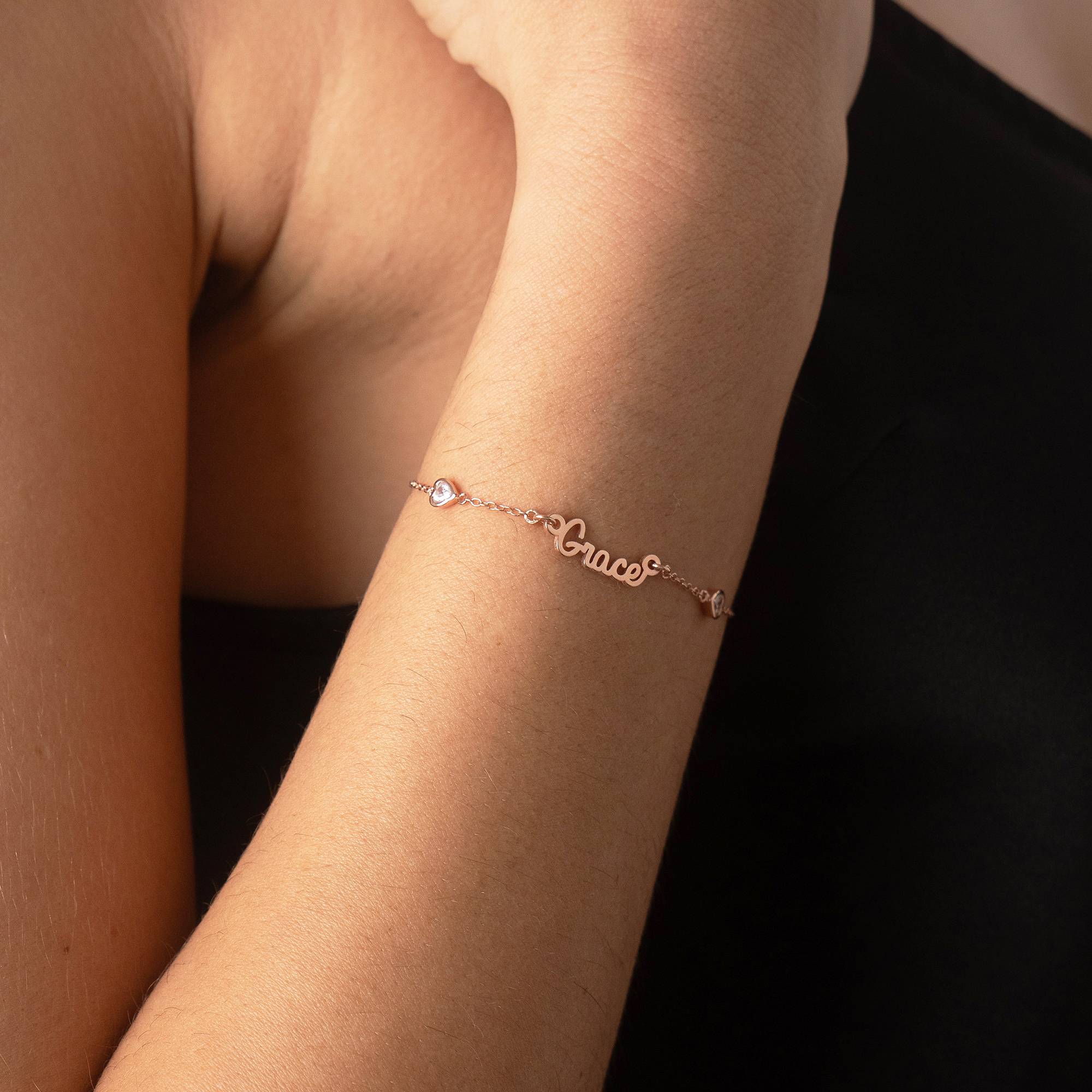 Pulsera con Nombre Cadena de Corazón Charli en Chapa de Oro Rosa-3 Pulsera con Nombre Cadena de Corazón Charli en Chapa de Oro Rosa-3 foto de producto