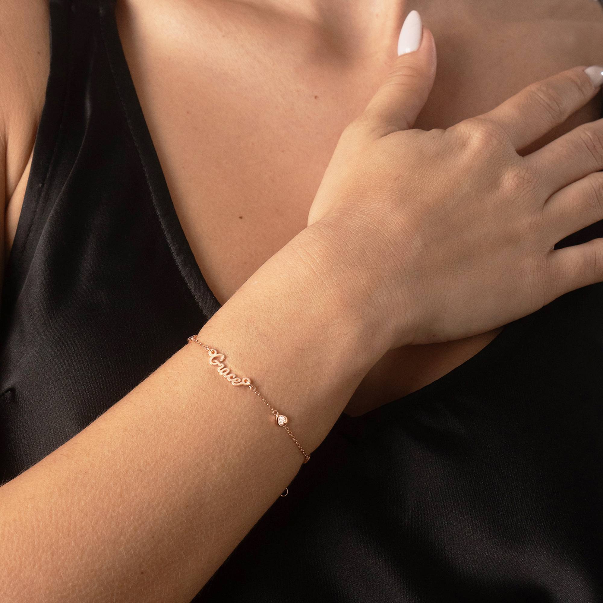 Pulsera con Nombre Cadena de Corazón Charli en Chapa de Oro Rosa-1 Pulsera con Nombre Cadena de Corazón Charli en Chapa de Oro Rosa-1 foto de producto