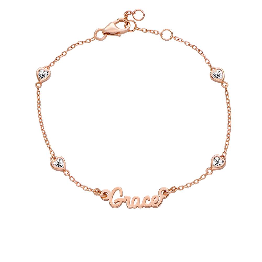 Pulsera con Nombre Cadena de Corazón Charli en Chapa de Oro Rosa-5 Pulsera con Nombre Cadena de Corazón Charli en Chapa de Oro Rosa-5 foto de producto