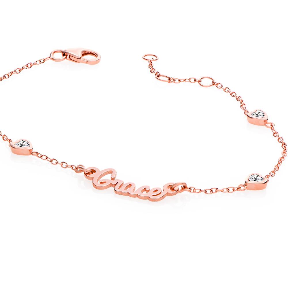 Pulsera con Nombre Cadena de Corazón Charli en Chapa de Oro Rosa-4 Pulsera con Nombre Cadena de Corazón Charli en Chapa de Oro Rosa-4 foto de producto