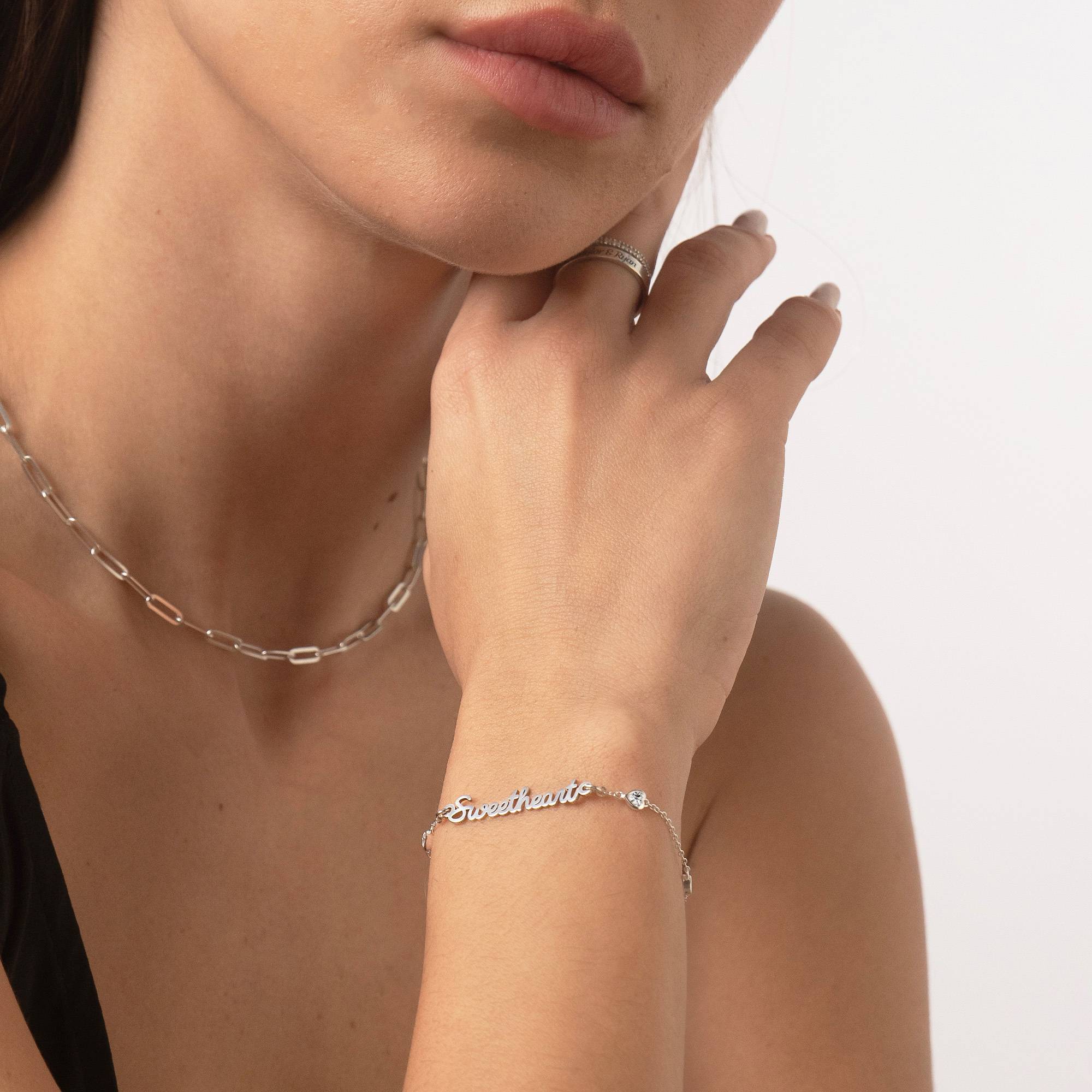 Pulsera con Nombre Cadena de Corazón Charli en Plata Esterlina-5 Pulsera con Nombre Cadena de Corazón Charli en Plata Esterlina-5 foto de producto
