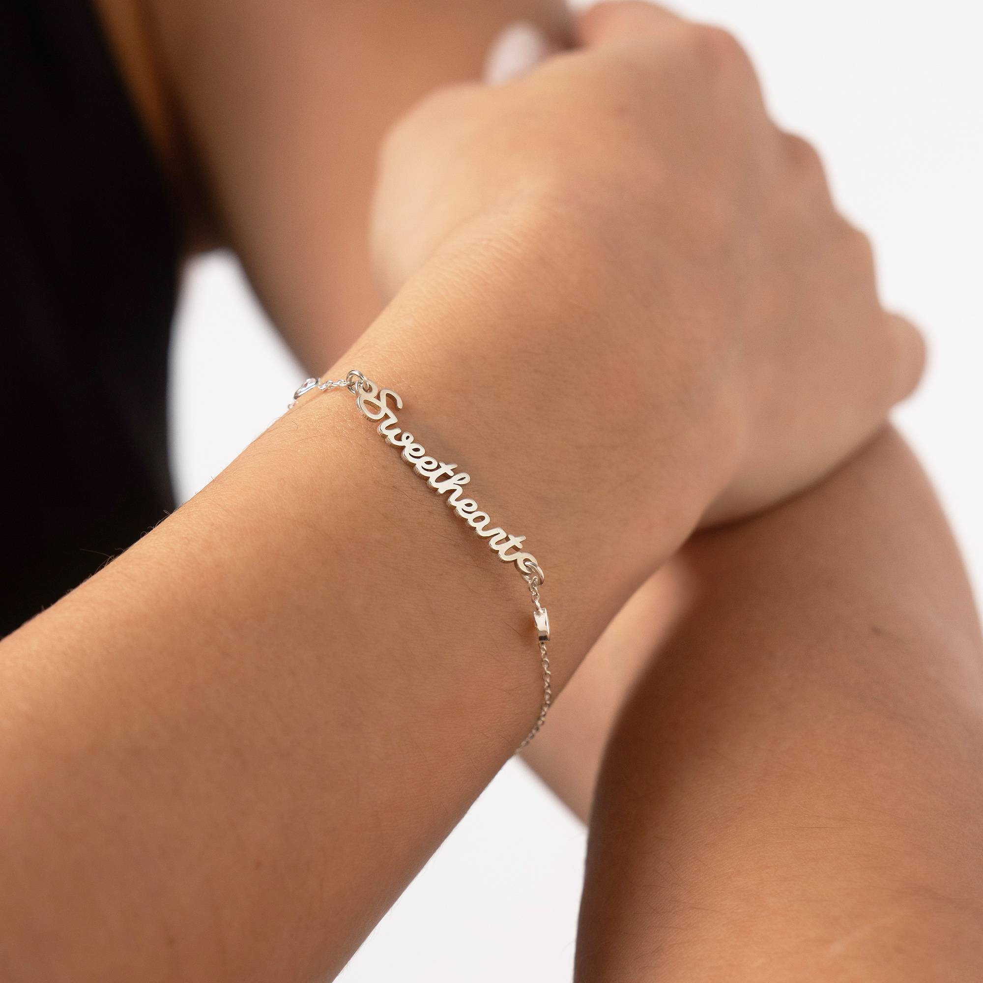 Pulsera con Nombre Cadena de Corazón Charli en Plata Esterlina-6 Pulsera con Nombre Cadena de Corazón Charli en Plata Esterlina-6 foto de producto