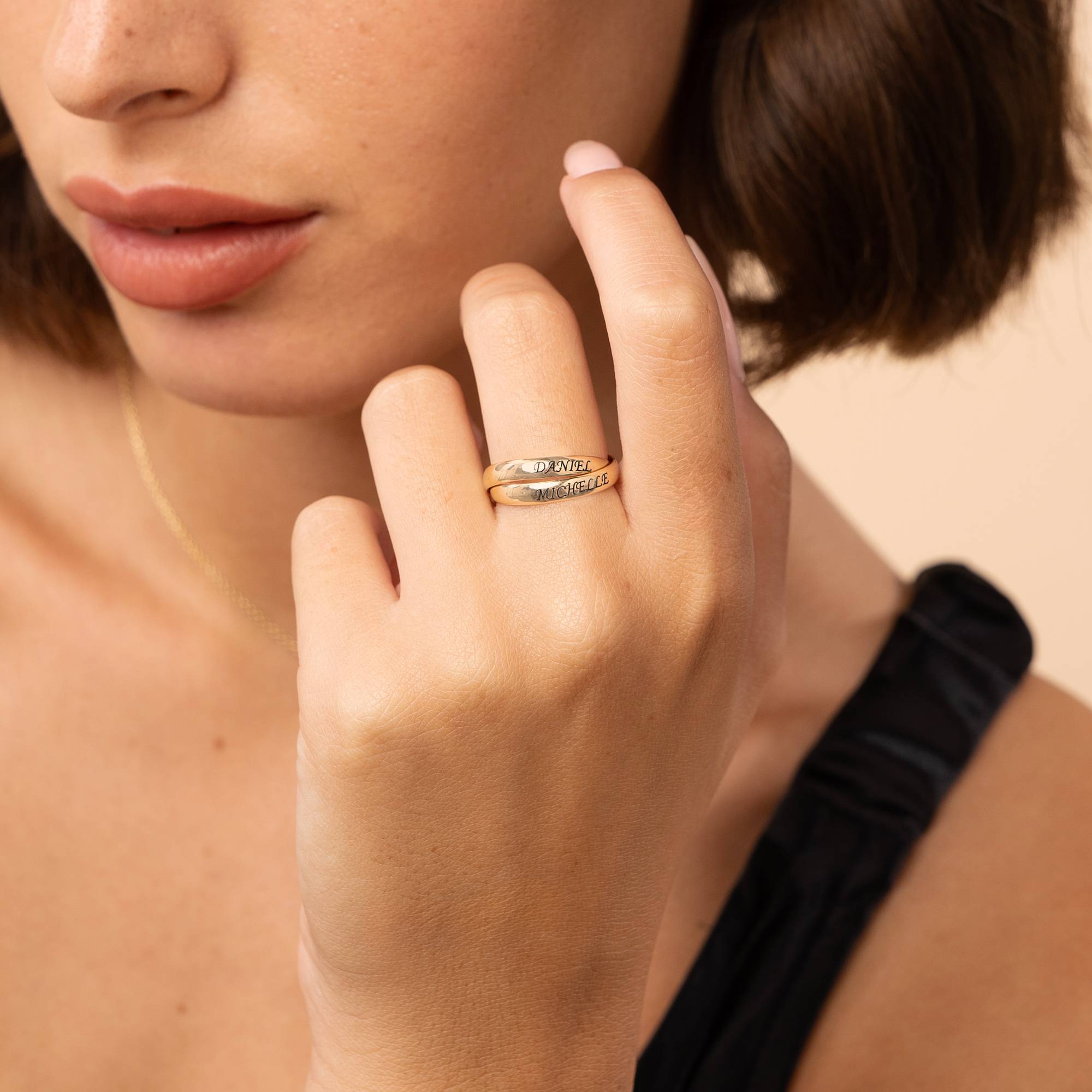 Anillo Ruso Charlize con 2 Anillos en Oro Sólido 10K-3 foto de producto