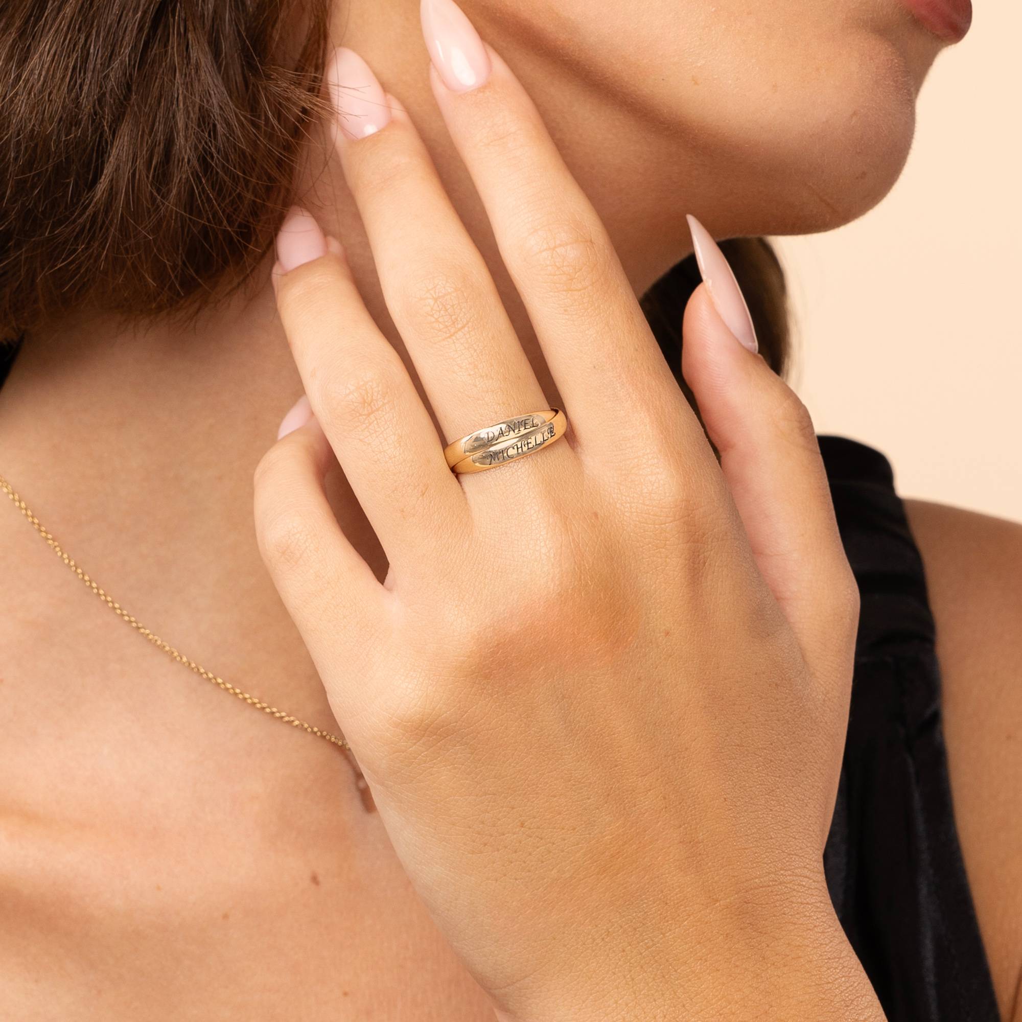 Anillo Ruso Charlize con 2 Anillos en Oro Sólido 10K-4 foto de producto