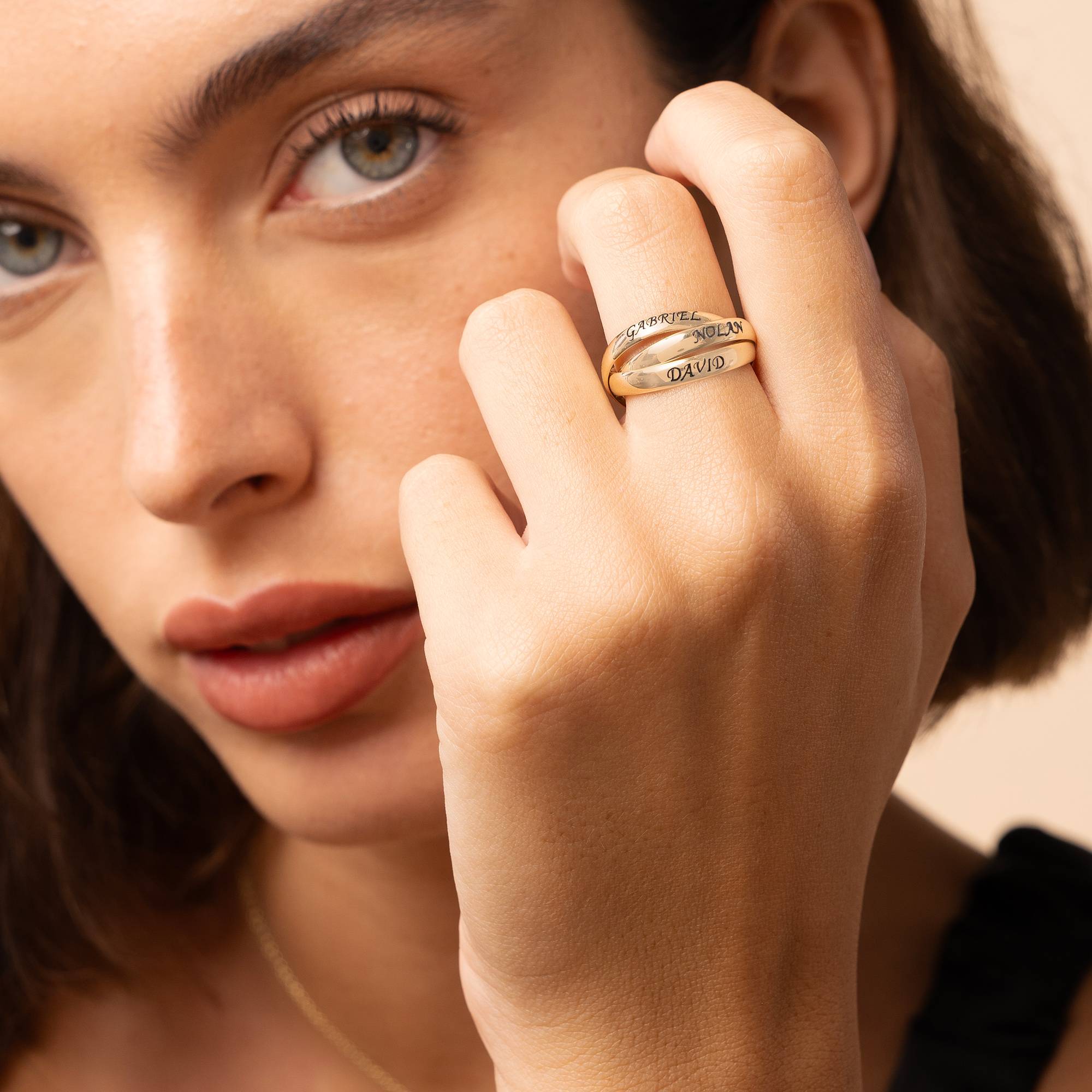 Anillo Ruso Charlize con 3 Anillos en Oro Sólido 10K-2 foto de producto